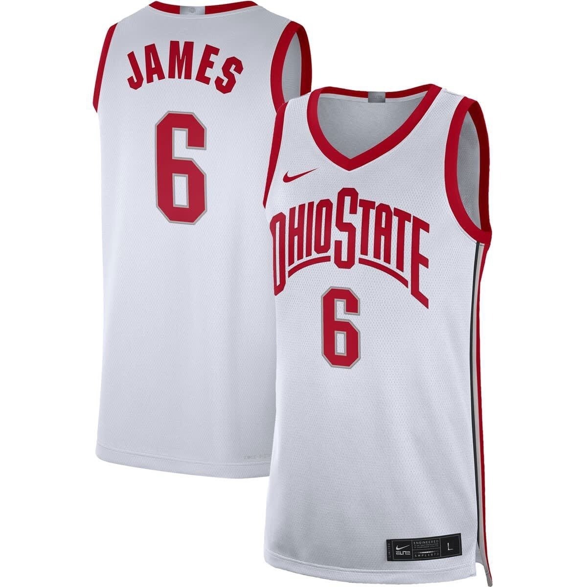 New Nike Mens Ohio State Buckeyes Basketball Jersey Lebron James #6 Size Medium